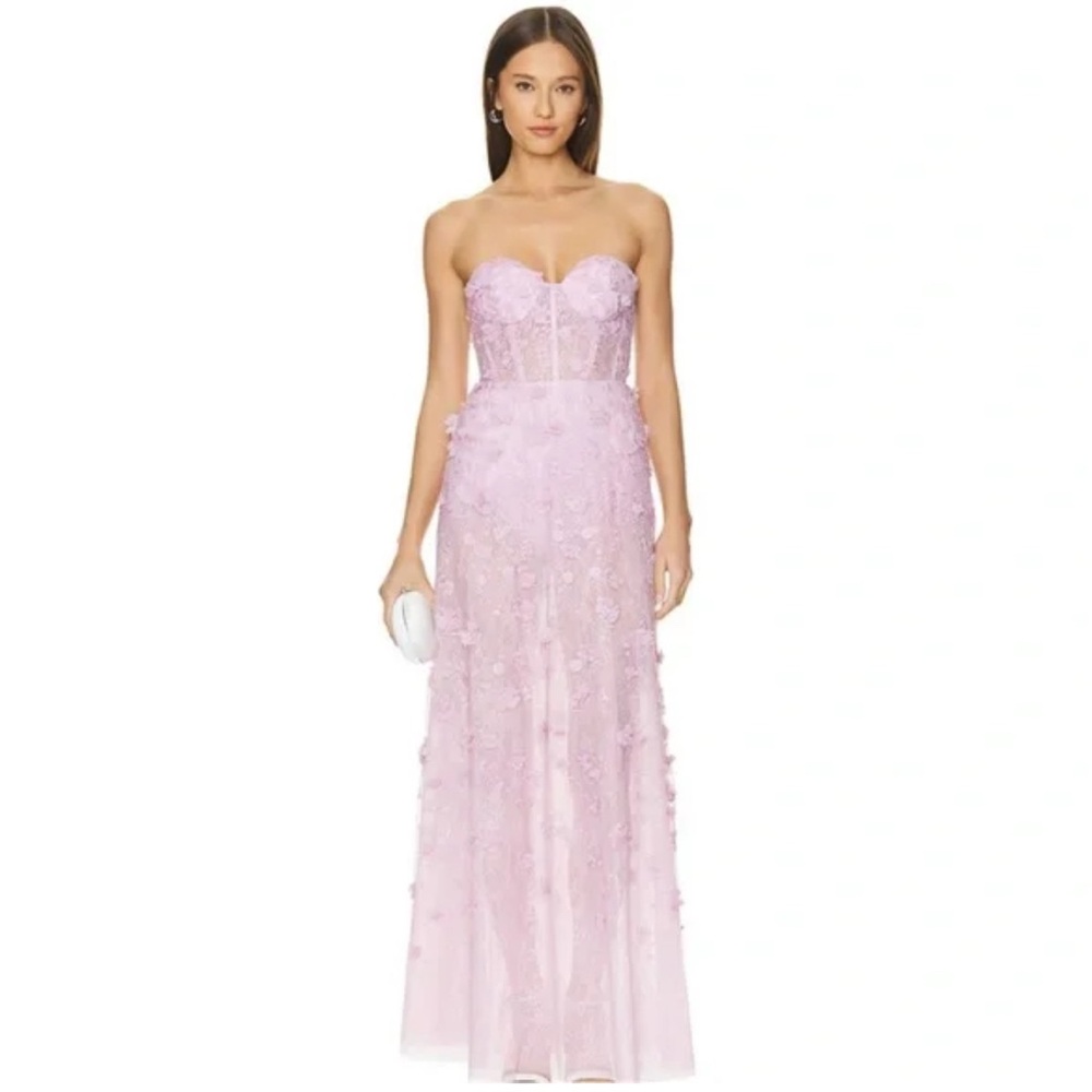 BCBGMaxAzria Strapless Lilac Floral Dress